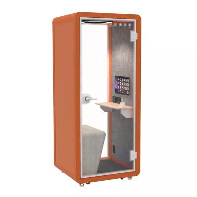 China (Other) New Adjustable Mini Soundproof Private Space Public Area Room Webcast Booth Office Orange Telephone Booth for sale