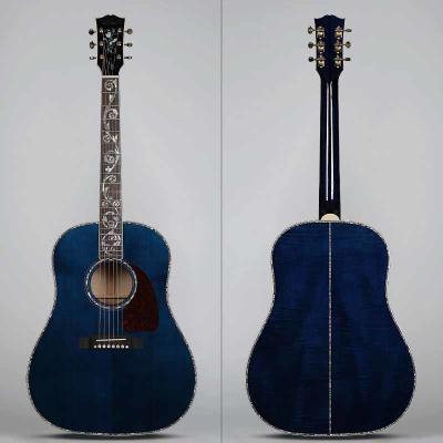 China Estilo personalizado de Gibson Adirondack Firete sólido Top Sólido Tigre Arce Lado trasero J-45 Guitarra acústica en azul en venta