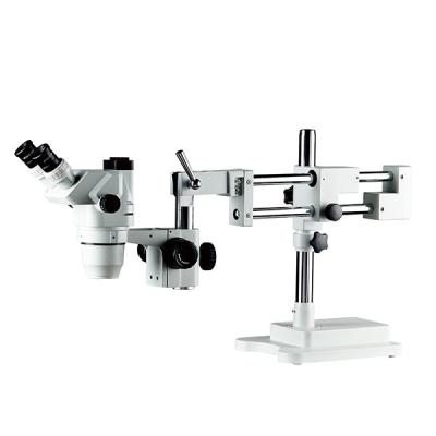 China stereo zoom microscope trinocular zoom microscope boom stand dual arm 6.7X-45X for sale