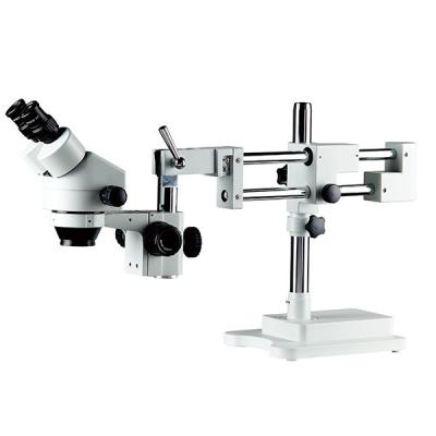 China Stereo microscope binocular head zoom microscope dual arm boom stand 7x-45x for sale