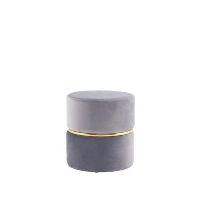 China Modern Simple Elegant Design Chrome Ottoman Public Round Form Velvet Home Furniture Living Room Furniture Home Stool and Ottoman for sale