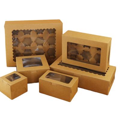 China Wholesale Recyclable 12 Hole Window Pie Box Cardboard Biscuit Muffin Cupcake Box 4 6 8 12 for sale