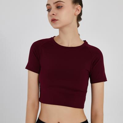 China Breathable Dry Ice Yoga Shirt Coat Fitness Training Tank Top Yoga Tops Dry Ice Yoga Tops Sports T-shirt Women Short Sleeve High Speed Yoga Tops for sale