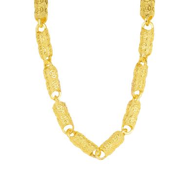 China Fashion High Quality Gold Plated Towering Silver Necklace Copper Gold Hiphop Sand Vietnam Cylindrical Solid Necklace for sale