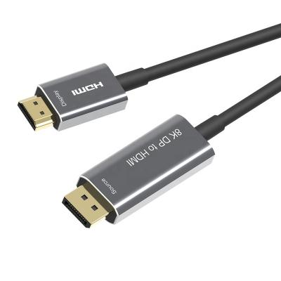 China Car Fiber Optic DP to HDMI Cable 4K 60Hz 8K 21.6Gbps Ultra High Speed HDR for HD TV Box Projector 10m 50m 100m DisplayPort for sale