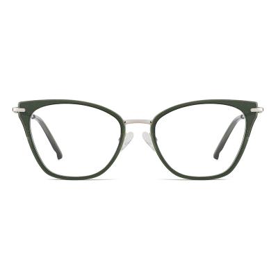 China Fashion light weight and blue color acetate optical glass and metal frames multi network fashion girl anti explosion proof for sale