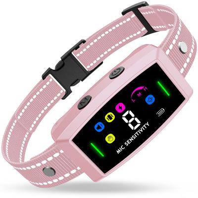 China Sustainable humane training of shock, vibration and warning tone Collar with 8 Adjustable Sensitivity,Bark Shock Collar for sale