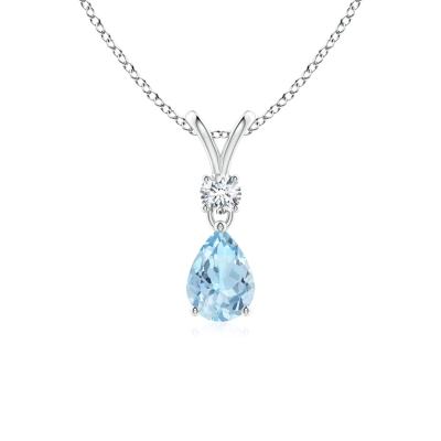 China Wholesale Natural Green Blue Pendant 9K/10K/14K/18K White Gold Jewelry Pendant Pear Cut Natural Green Blue Pendant for sale