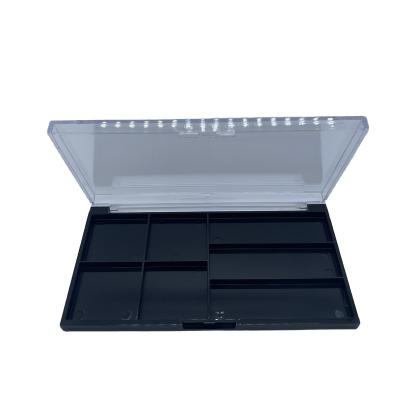 China Recycled New Materials Square Rectangle 7 Colors Empty Eyeshadow Case With Transparent Lid for sale