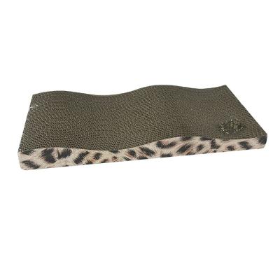 China Stocked Inventory brown background with cat pattern stock Cheap Catnip Corrugated Paper Cat Scratcher Board Toy Cat Scratch Cardboard for sale