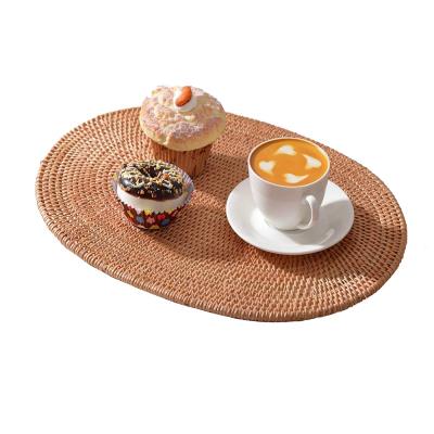 China Stocked vintage home style supplies decoration mult-size handmade rattan cup coasters for sale