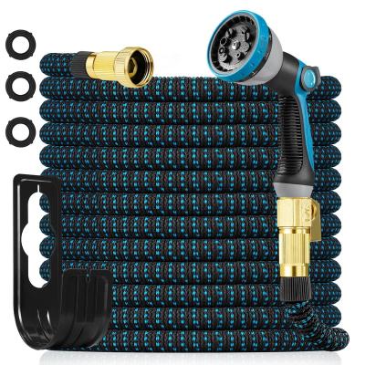 China 100ft Adjustable 30 Meter Garden Hose Upgraded Expandable Water Hose With Three Core 3/4 Solid Brass Connector Latex Valve for sale