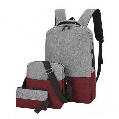 China With USB Wholesale Fashion Trendy Unisex,Business 3 Pieces Laptop Bags Custom College School Backpack for sale