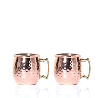 中国 Factory Custom 65ml Moscow mule rose gold finished with handles stainless steel mug 販売のため