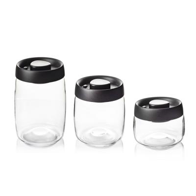 Chine Wholesale Vacuum Jar Food Storage Canister Transparent Borosilicate Glass With Color Lid à vendre