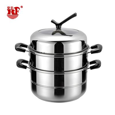 China Sustainable 3 Layers Steam Pot Stackable Stainless Steel Steamer Universal Food Steamer for sale