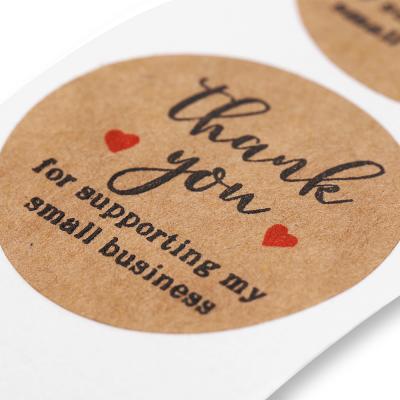 China Waterproof Custom Paper Cute Logo Sticker Rolls Vinyl Printing Thank You Floral Die Cut Label Stickers for sale