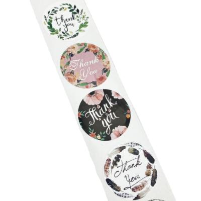 China Logo Labels Roll Vinyl Waterproof Custom Printed Waterproof 500 Thank You Round Stickers For Packaging for sale