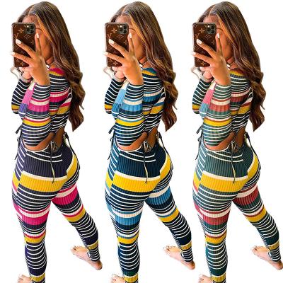 China 2021 Sustainable Women Sets Two Piece Pants Set Fall Clothing For Women Crop Top With Sweatpants for sale