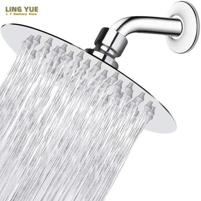 China Without Diverter customization 4~16inch Round Stainless Steel Shower Head Bathroom high pressure Stainless Steel Rainfall Shower Head for sale