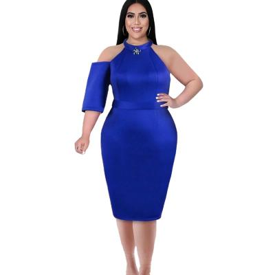 China Custom Made Sexy Halterneck High Waist Midi Off Shoulder Summer Viable One Size Dress Women's Plus Size Dress for sale