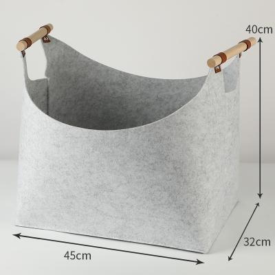 China Classical Factory Price Best Selling Tote Shopping Bag Durable Polyester Felt Firewood Storage Basket for sale