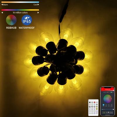 China Blue Tooth Stander 5.0/4.2 Patio Lights Luces Led De Navidad Edison Vintage Solar Shatterproof IP65 RGB Bistro Lights S14 Lights Outdoor LED String Lights for sale