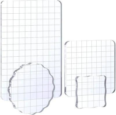 China Strong Stamp Blocks Acrylic Clear Stamping Blocks With Grid Lines Acrylic Block And Brick for sale