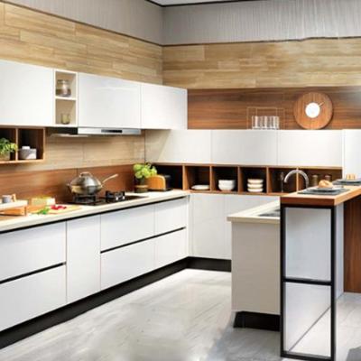 China Modern High Gloss Sideboard Gray Base Cabinet And White Wall Cabinet for sale