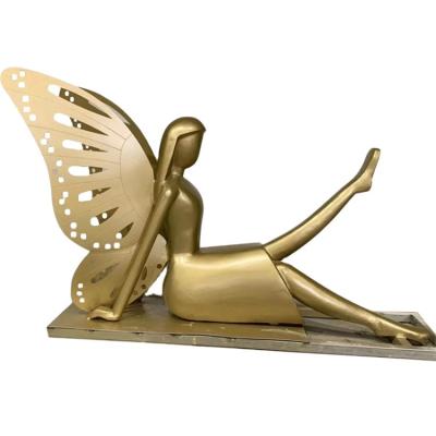 China Fada de bronze do jardim com estátuas de asas, arte moderna escultura de ornamento metálico à venda