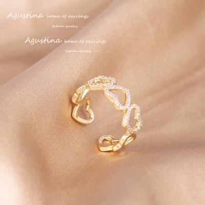 China Agustina 2022 CLASSIC hot sale style gold rings ladies gift jewelry party girl's luxury heart ring for sale