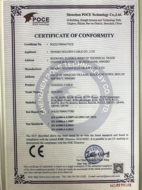 CE - Ningbo Holden Cable Co., Ltd.