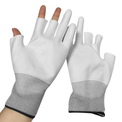 China O meio plutônio Palmfit de 3 dedos revestiu luvas que da segurança a indústria usa branco à venda