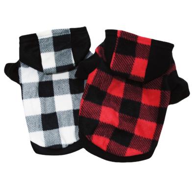 China Viable Wholesale Plaid Cat Puppy Dog Hoodie Clothes Bulk Fleece Clothing Pet Clothing for sale