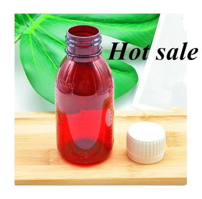 Cina 100 ml 120 ml 150 ml Rotondo Vuoto di Plastica Medicina per animali da compagnia Liquido Sospensione orale Bottiglia Ambrato Bottiglia di sciroppo di cocco in vendita