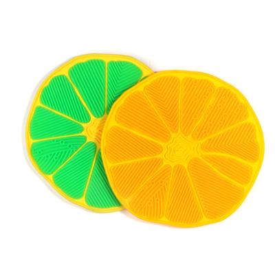 China For commercial & Home Use Silicone Wash Makeup Brush Cheap Orange Fruit Shaped Cleaning Pad for sale
