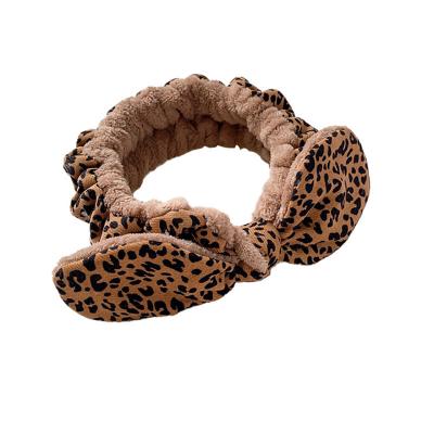 China Head Band Fashion Leopard Print Bowknot Hair Band Girls Elastic Headband Makeup Head Band Wash Face Hair Wrap for sale