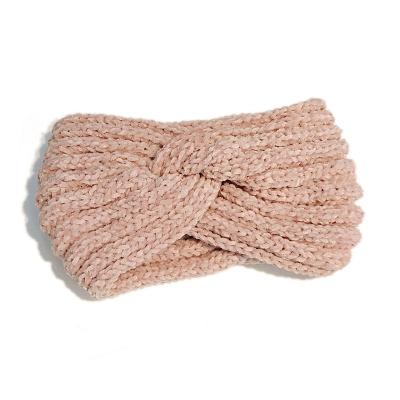 China Trendy Headbands Girls Winter Knit Hairband Ear Warmer Headbands Soft Crocheted Head Wraps For Women for sale