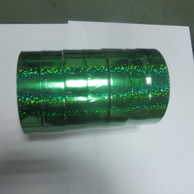 China 22mm x 50Y Green Laser Ribbon Roll In Holographic Materials Used Bird Frighten for sale