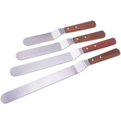 China Baking Tools Stainless Steel Spatula Cake Stocked Icing Knife Set With Wooden Handle Icing Cake Decorating Spatula for sale