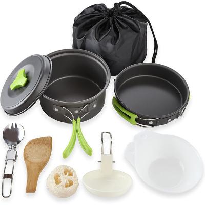 China Outdoor Camping Hiking Cookware Travel Camping Mess Kit For Backpacking Gear - Camper Cooking Backpack Set Camping Pot And Pans Set for sale