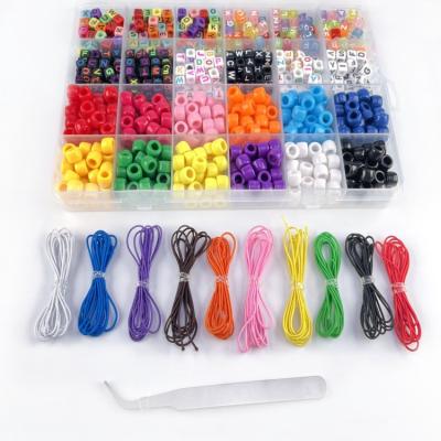 China DIY Set Wholesale 24 Grid Children Hair Beads Accessories 6*9 Big Hole Beads Bulk Square Letter Beads DIY Jewelry Set for sale