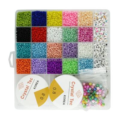China DIY Toy Spot Stock 26 Grid Painting Cooking Rice Beads 3mm Dye Core Glass Beads Letter Beads Manual Box DIY Jewelry Accessories for sale