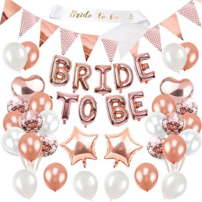 China Morden Bride To Be Party Props Bride To Be Balloons Set, Rose Gold Banner Confetti Balloons Decorations For Hen Party for sale