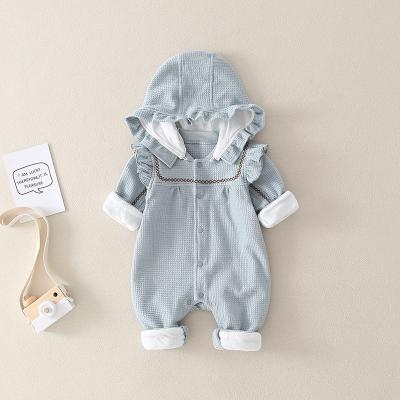 China Custom Cute Soft 100% Rabbit Cartoon Cotton Overalls Babies Rompers for sale