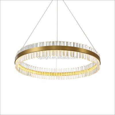 China Industrial Stainless Steel Pendant Lamp Ceiling Led Circle Crystal Pendant Light For Hotel for sale