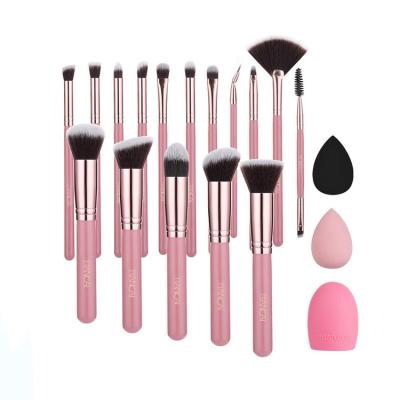 China Angular Blush Wholesale 16pcs 10pcs With Beauty Egg Makeup Brush Set Makeup Brush Private Label Foundation Cosmetics Pink Makeup Brush Set for sale