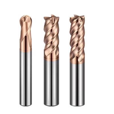 Cina Testa a sfera circolare tagliatrice di carburo di fine mulino HRC55 2 naso a sfera di flauto esteso CNC utensile a macchina ad alta durezza tagliatore di fresatura in vendita
