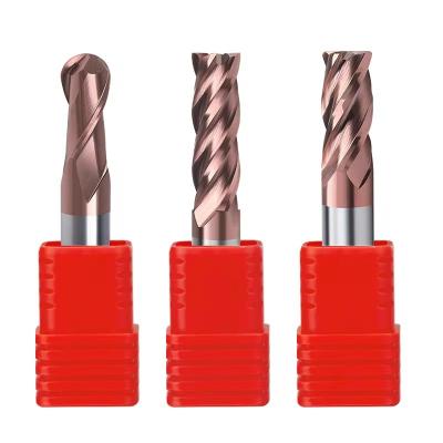 China 55 Degree Thick Shank Tungsten Steel Alloy Ball End Mill 2 Flutes CNC Ball Cutter for sale