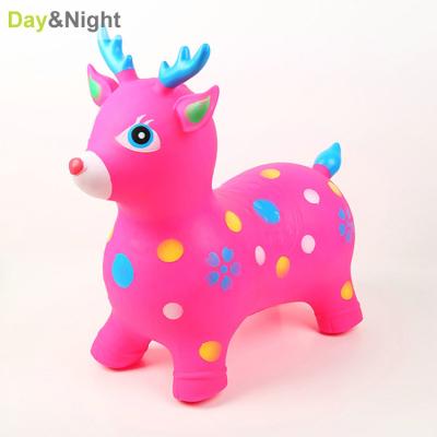 China Toy For Kids Gifts Pvc Inflatable Colorful Painting Animals Jumping Riding On Deer Game Toys P16D002D for sale